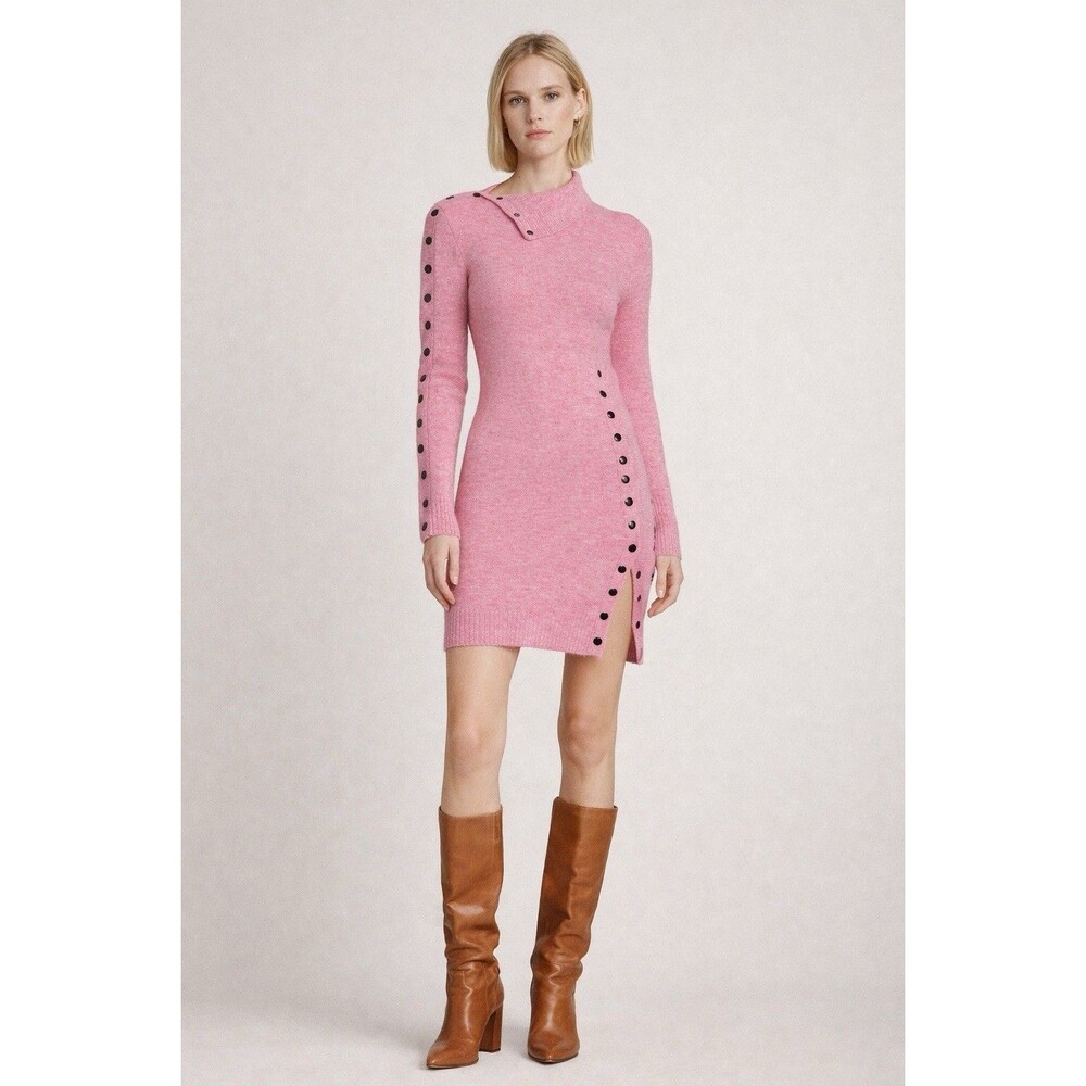 Isabel Marant Marina Pink Sweater Dress EU 36 US 4 NWT Snap Button Mini